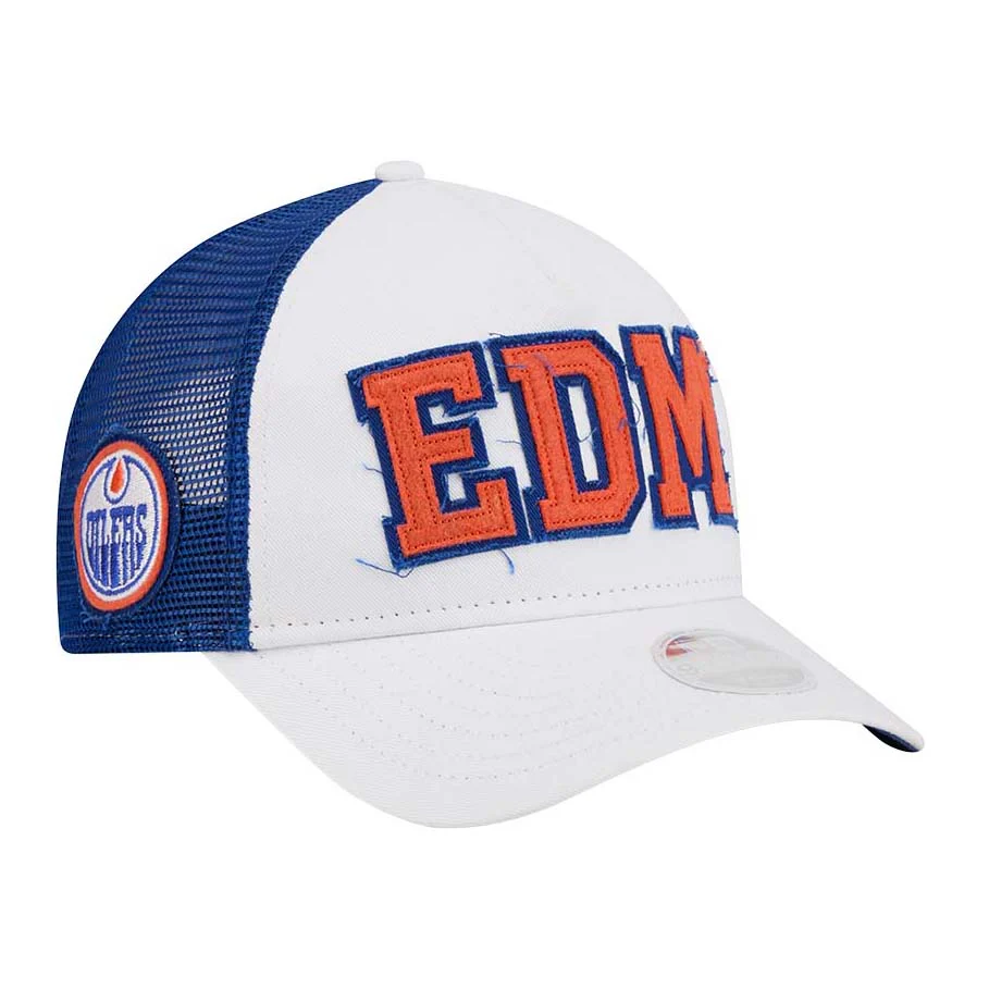 Edmonton Oilers Youth New Era White & Blue Winner 9FORTY M-Crown Snapback Hat - Image 3