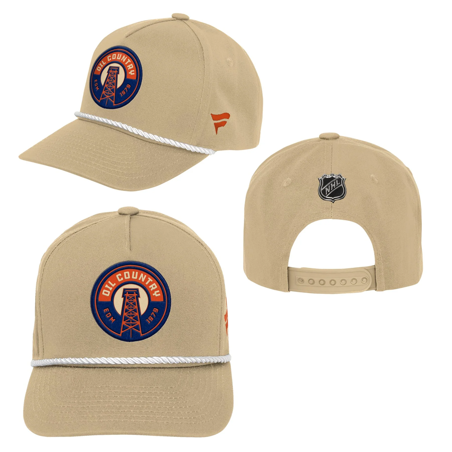 Edmonton Oilers Youth Outerstuff Authentic Pro Alternate Logo Cream Snapback Hat - Image 4