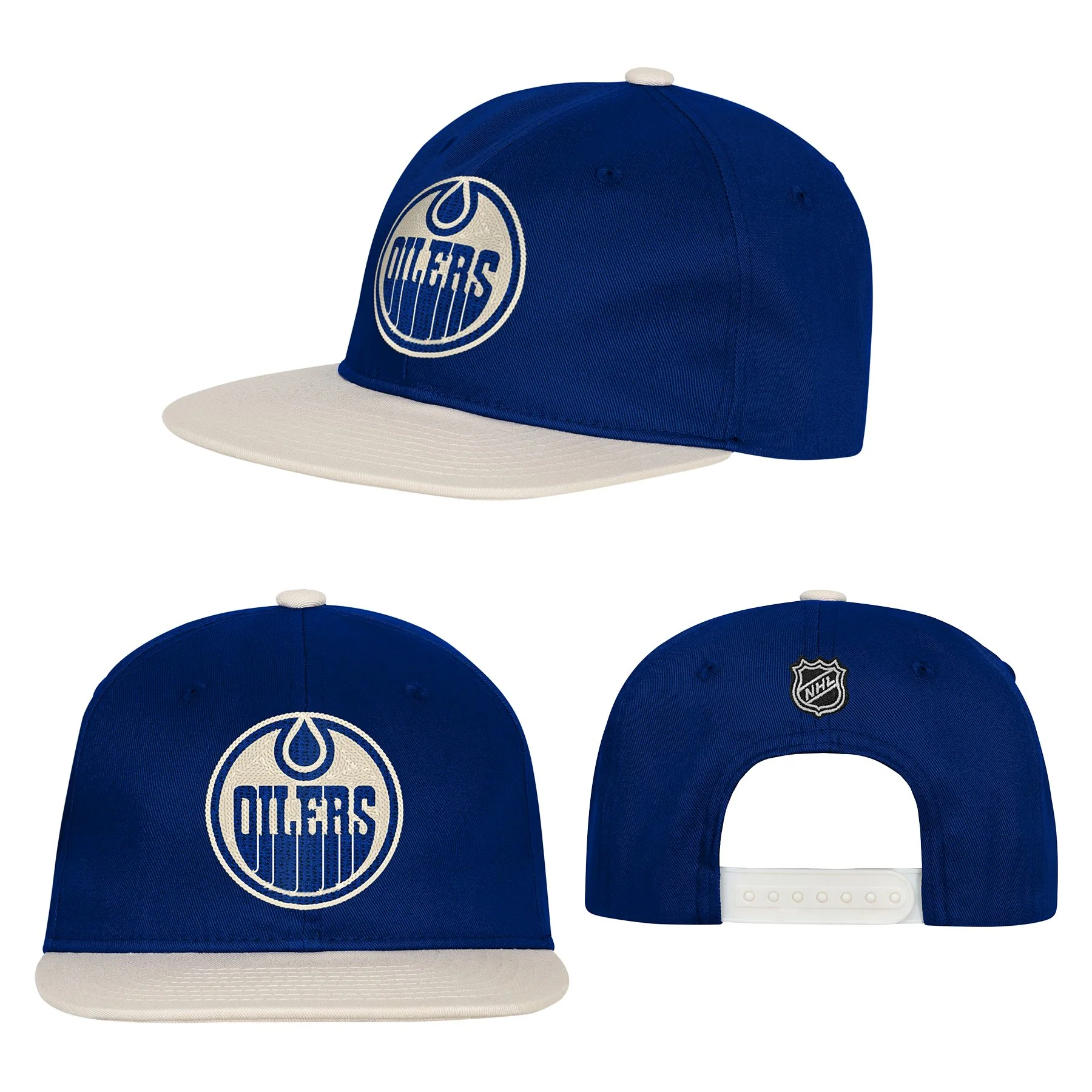 Edmonton Oilers Youth Outerstuff Blue & Cream Court MVP Snapback Hat - Image 4
