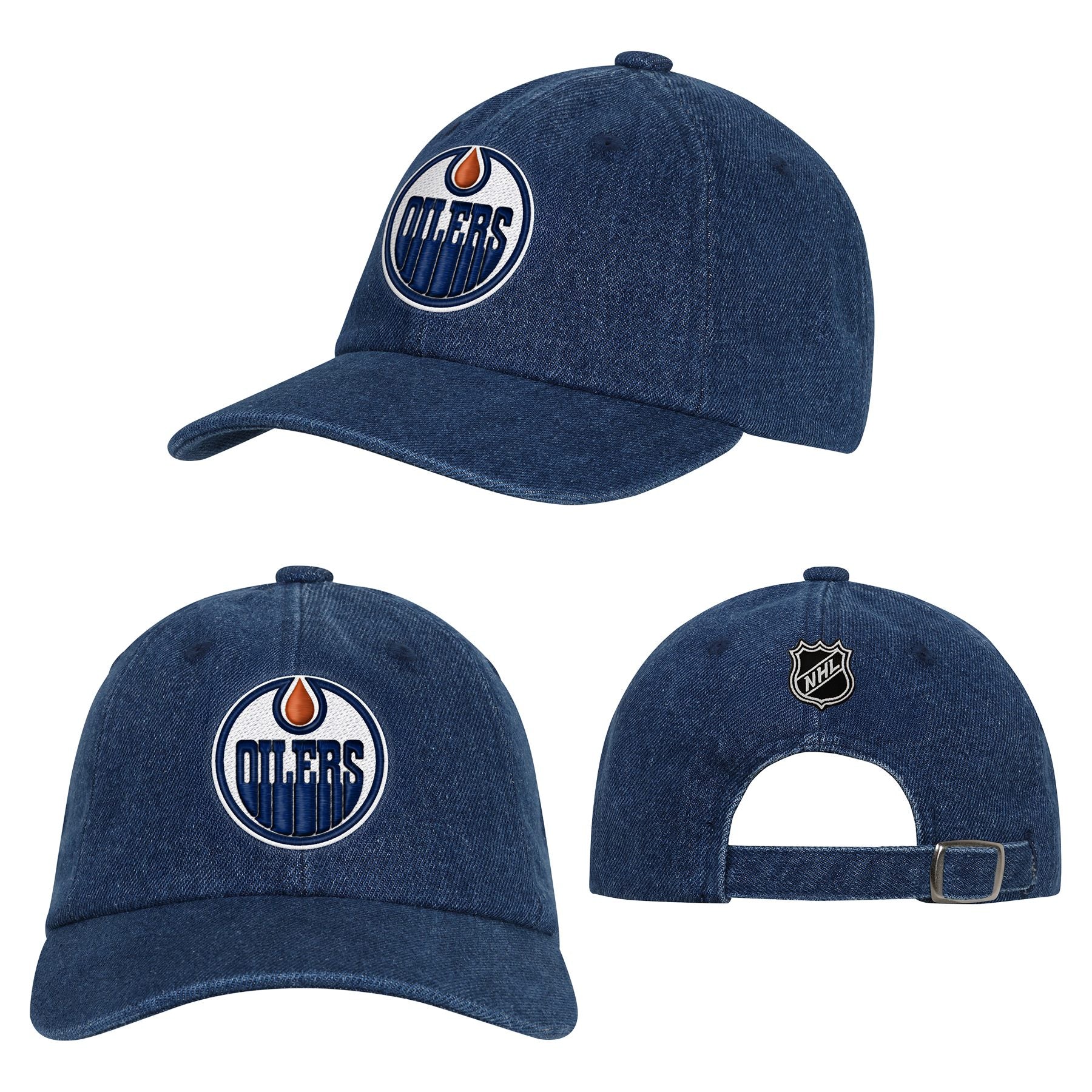 Edmonton Oilers Youth Outerstuff Denim Slouch Adjustable Hat - Image 4