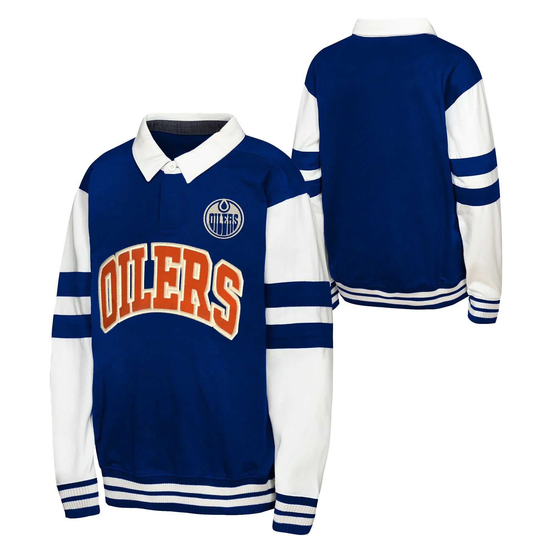 Edmonton Oilers Youth Outerstuff Fielder MVP Fashion Collar Blue Crewneck Sweatshirt - Image 3