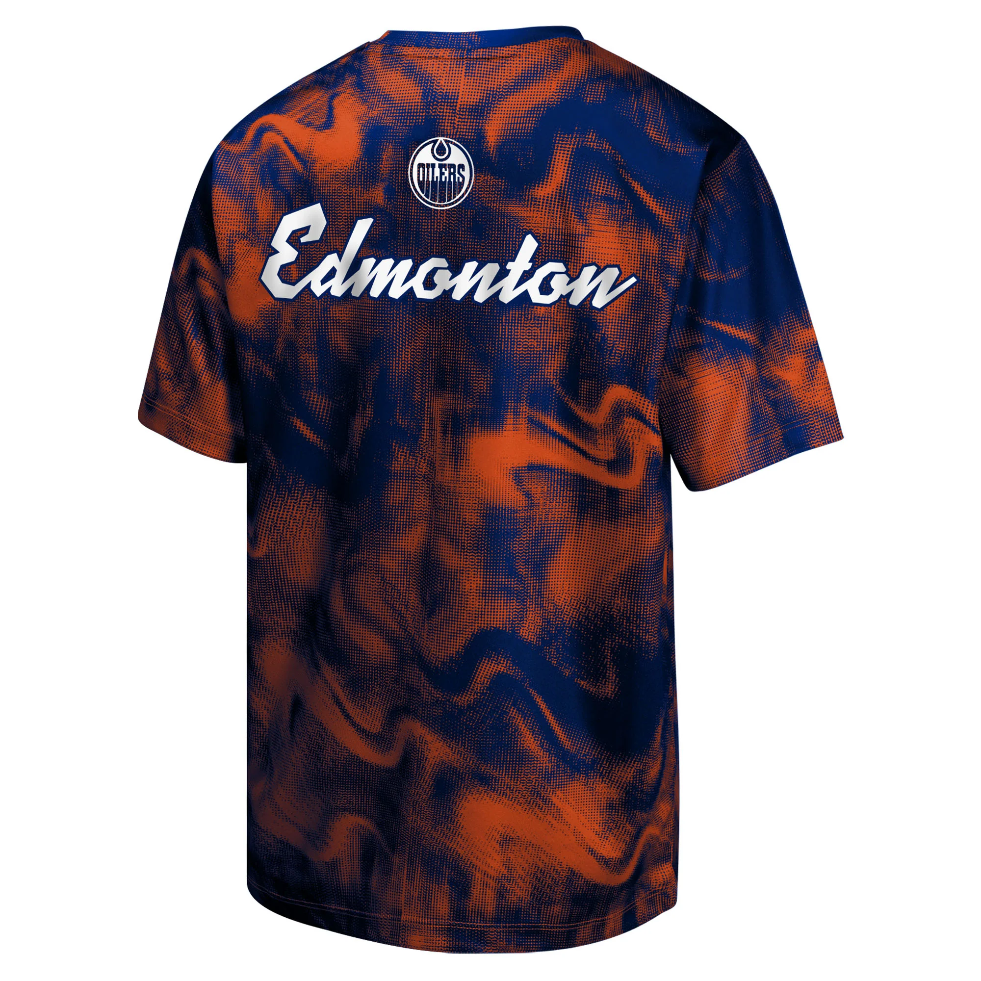 Edmonton Oilers Youth Outerstuff Hands Off Blue & Orange Sublimation Top - Image 2