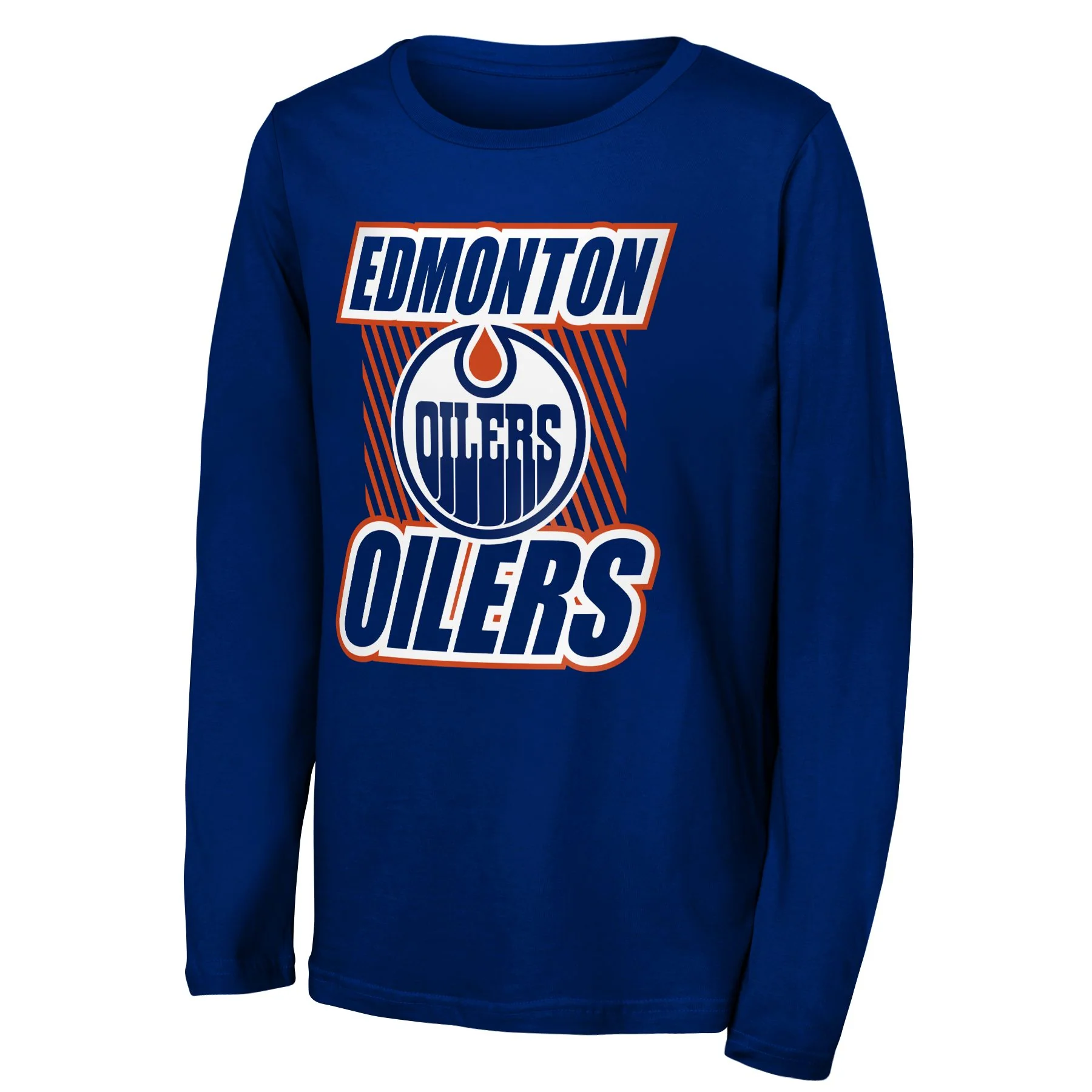 Edmonton Oilers Youth Outerstuff Never Settle Royal Long Sleeve T-Shirt