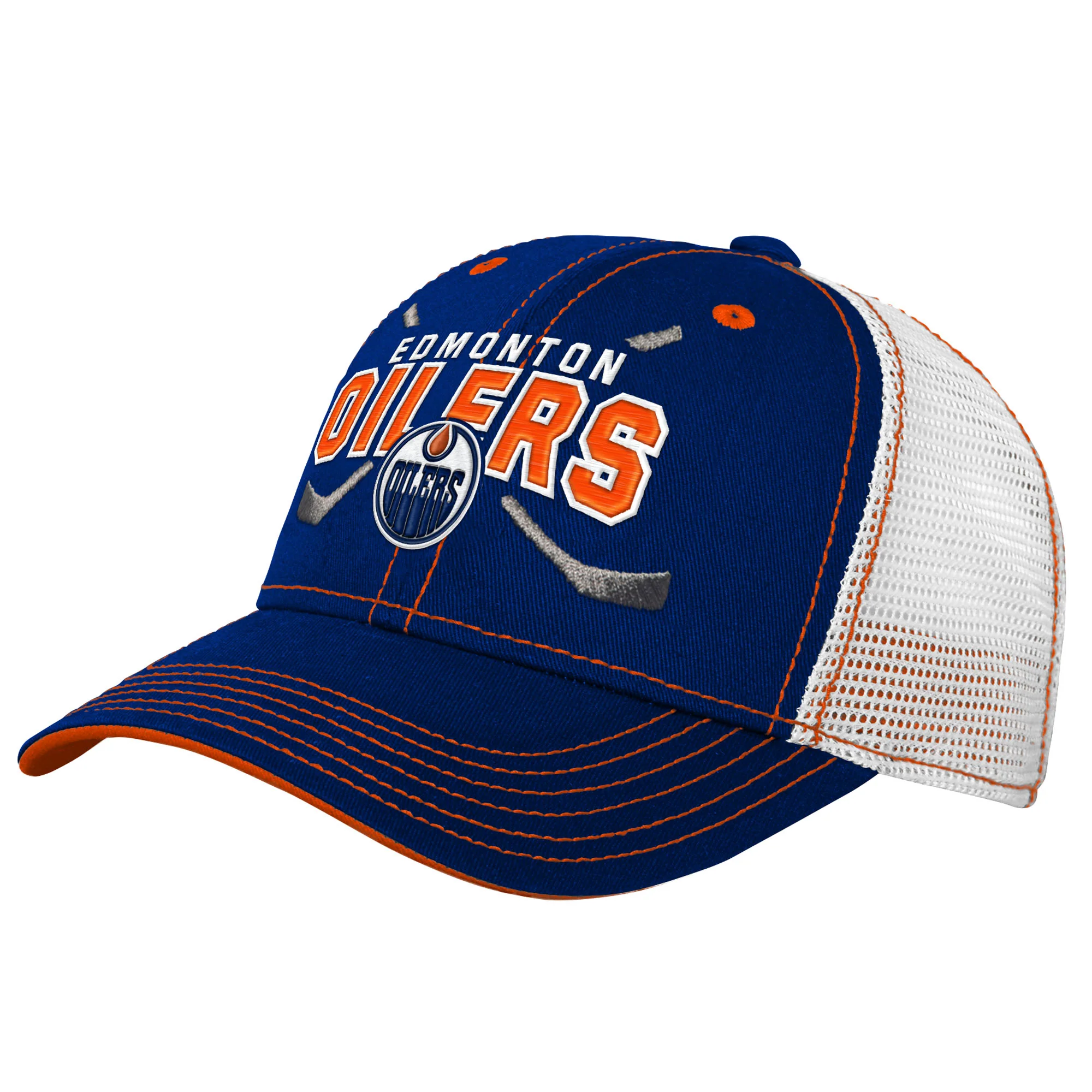 Edmonton Oilers Youth Outerstuff Royal Lockup Meshback Snapback Hat