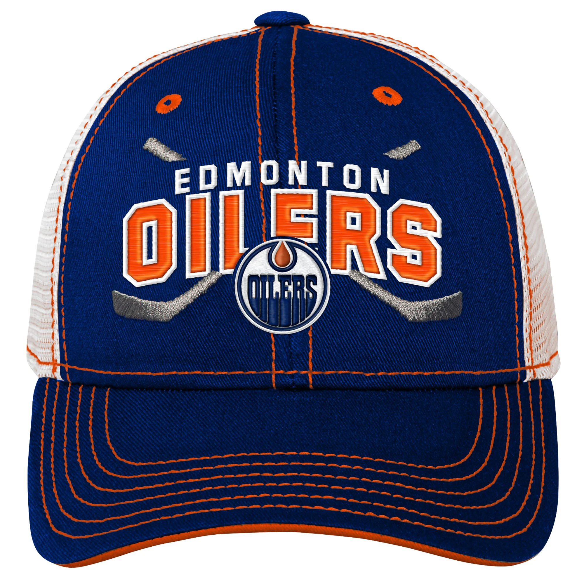 Edmonton Oilers Youth Outerstuff Royal Lockup Meshback Snapback Hat - Image 2