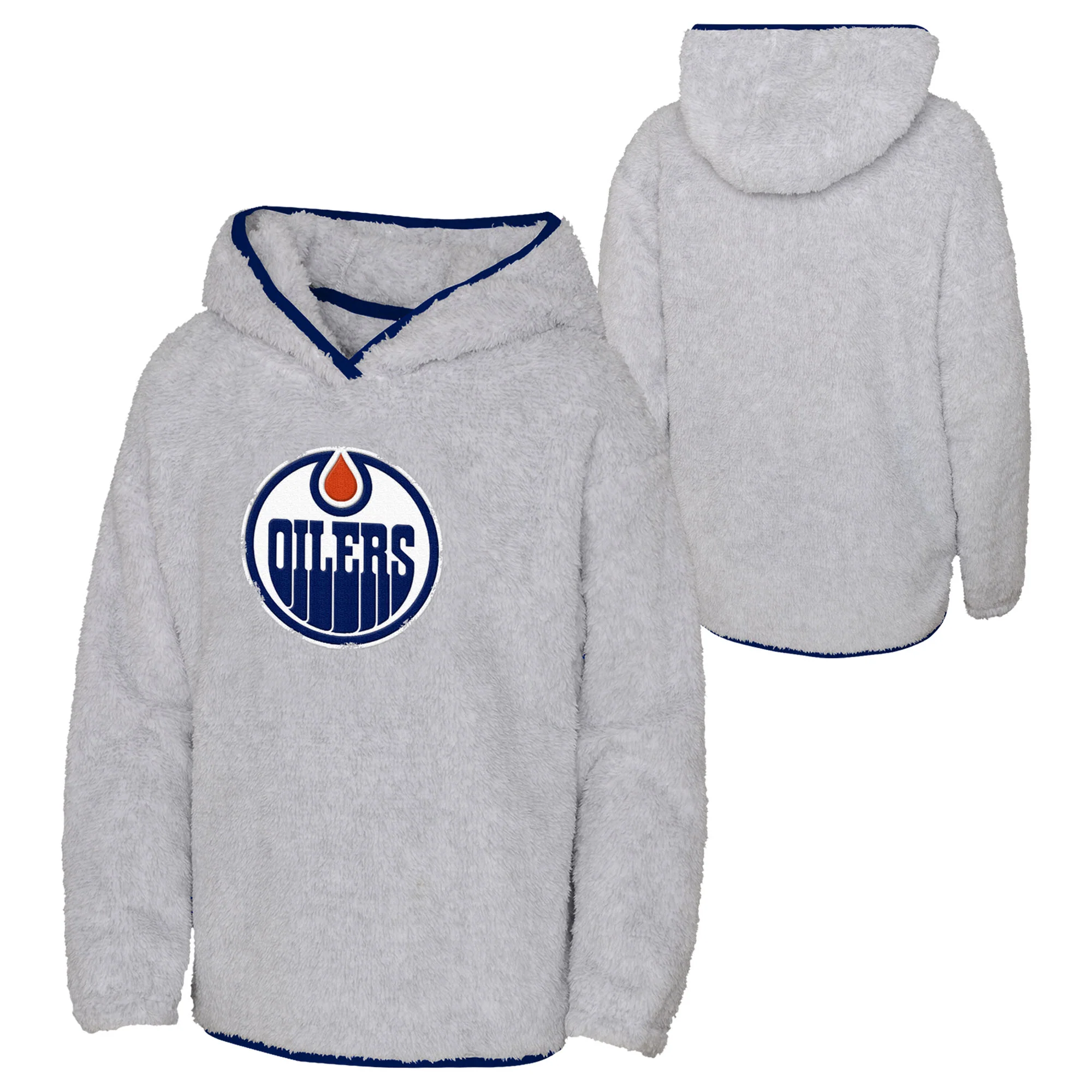 Edmonton Oilers Youth Ultimate Teddy Fleece Grey Full-Zip Hoodie - Image 3