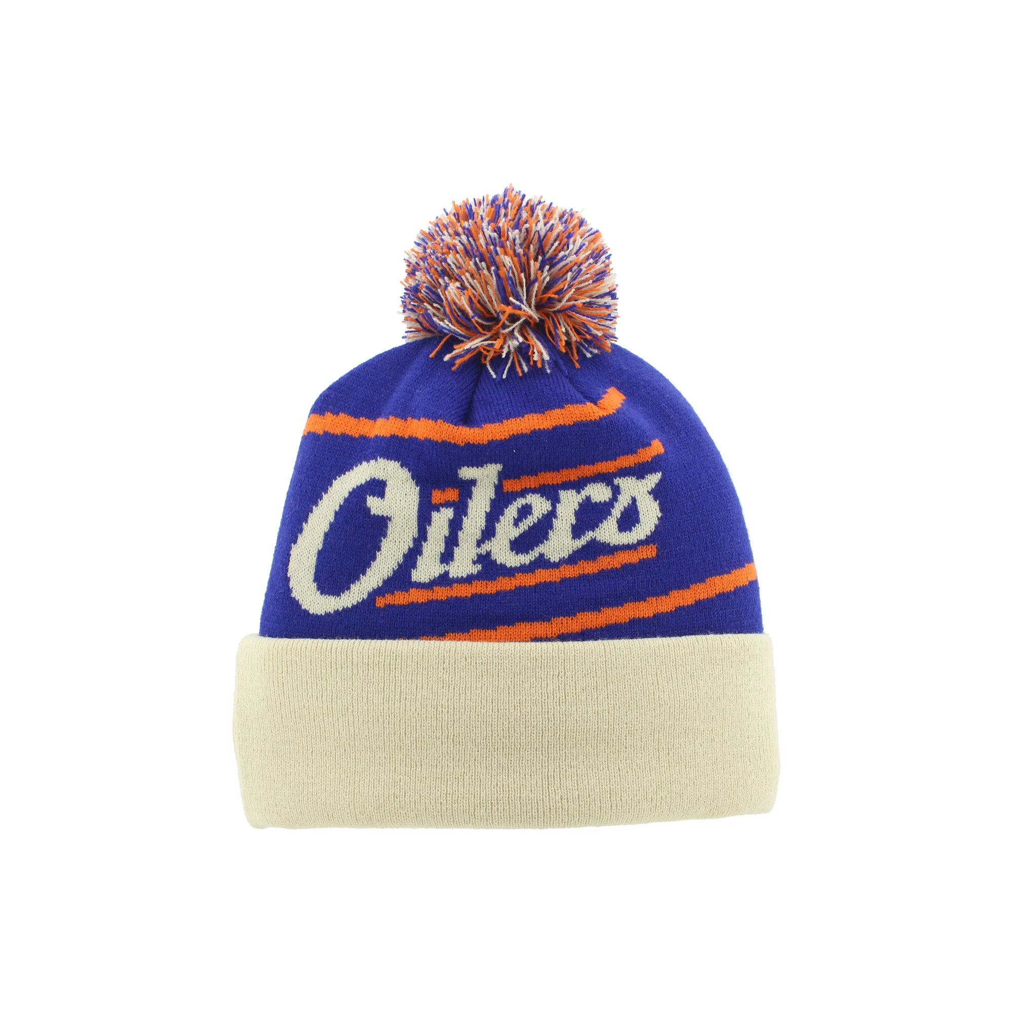 Edmonton Oilers Zephyr Blue & Cream Alternate Logo Official Toque w/ Pom - Image 2