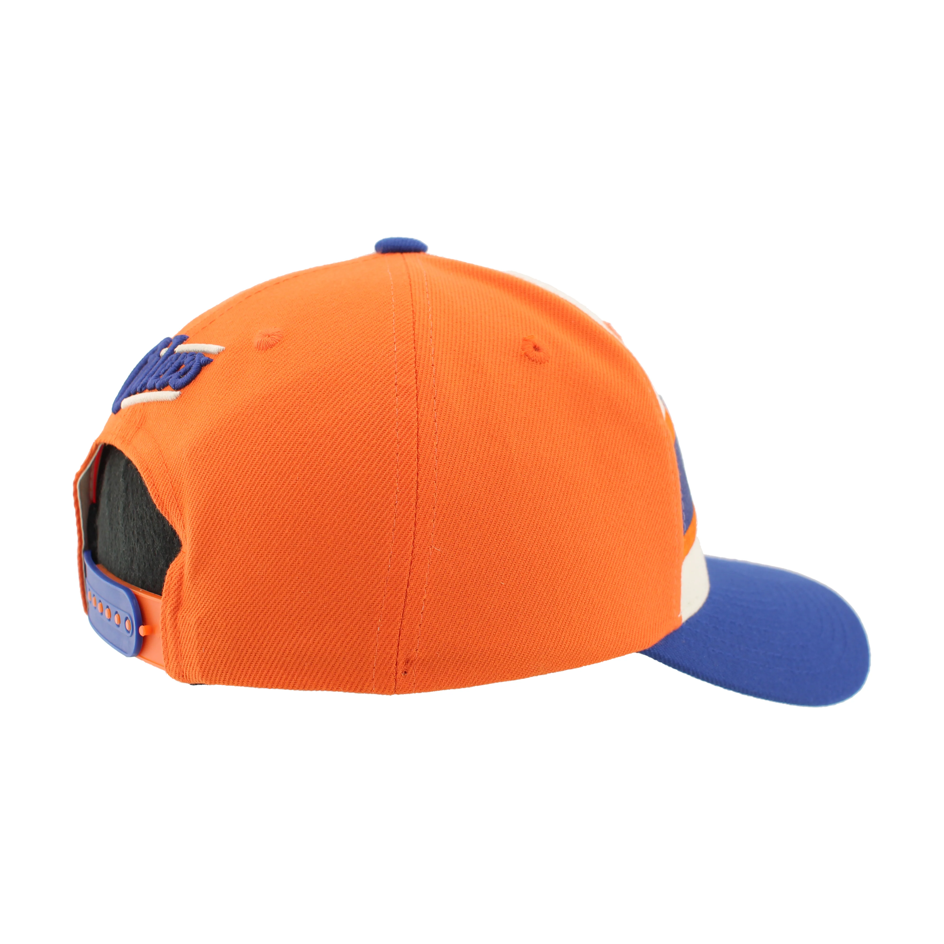 Edmonton Oilers Zephyr Cream/Orange/Blue Secondary Logo Striped Competitor Snapback Hat - Image 4