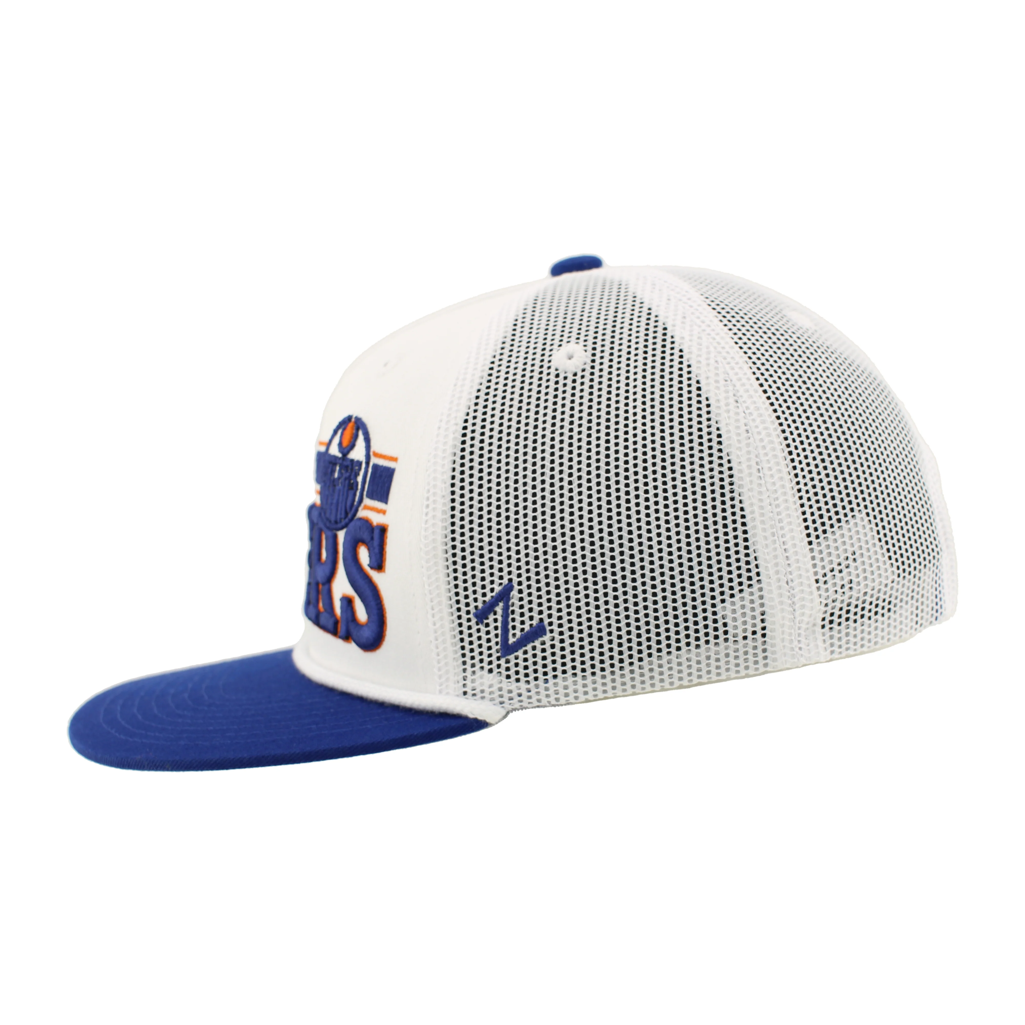 Edmonton Oilers Zephyr White Rope Steely Mesh Snapback Hat - Image 6