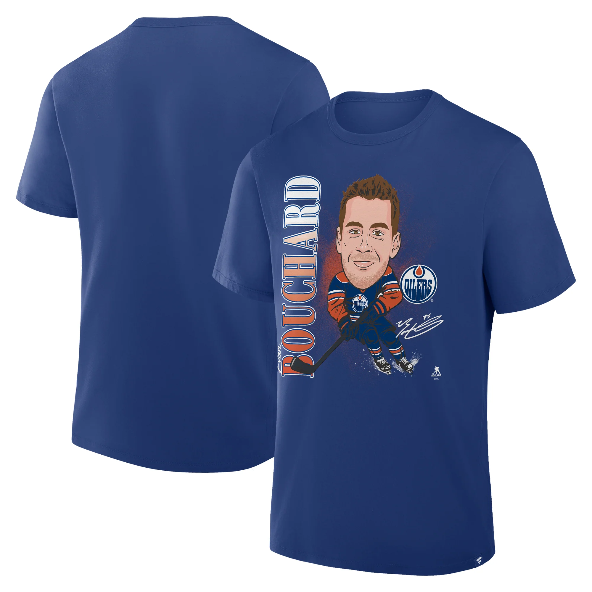 Evan Bouchard Edmonton Oilers Fanatics Blue Player Action T-Shirt - Image 3