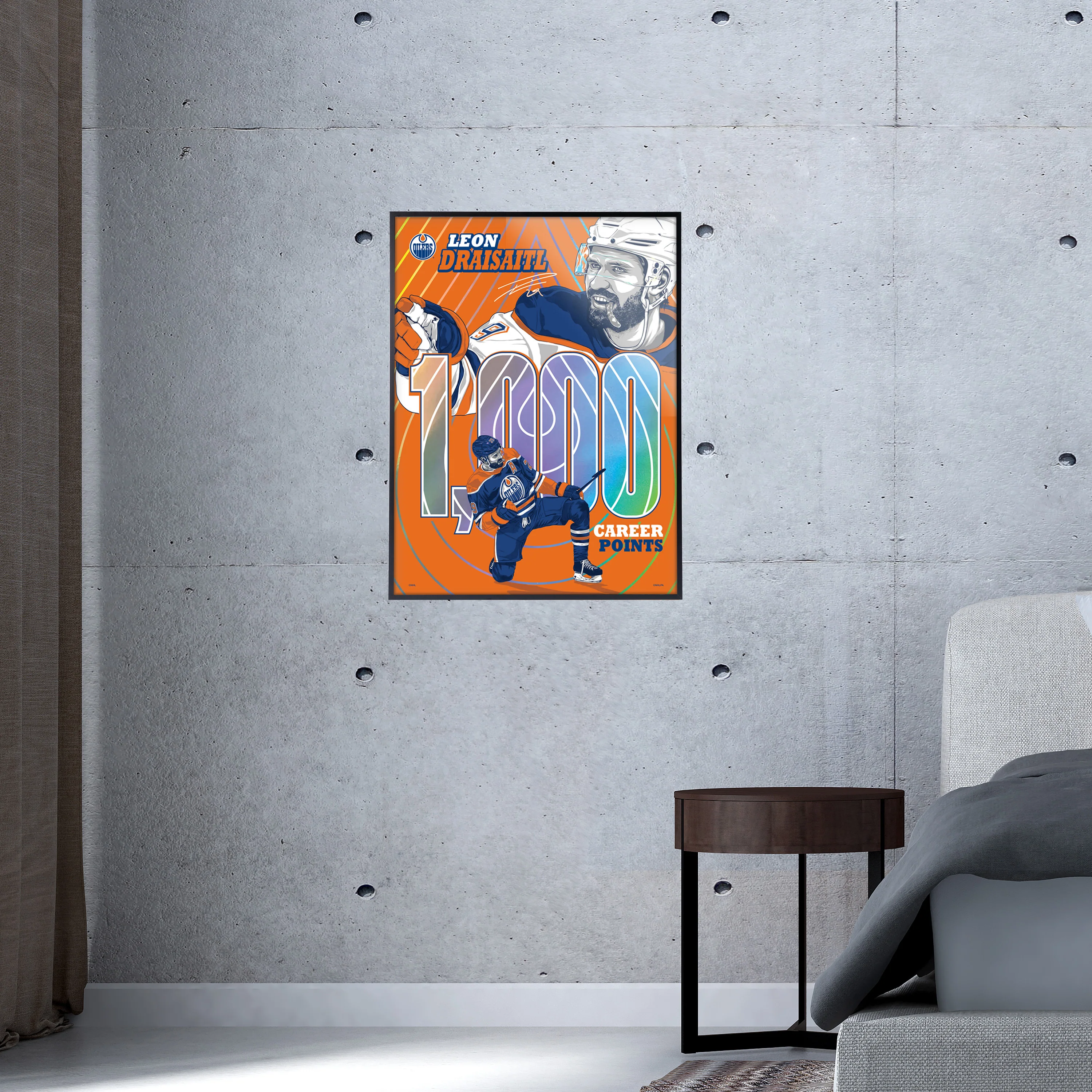 Leon Draisaitl Edmonton Oilers 1,000 Career NHL Points Milestone 18" x 24" Foil Serigraph Print LE /400 - Image 3