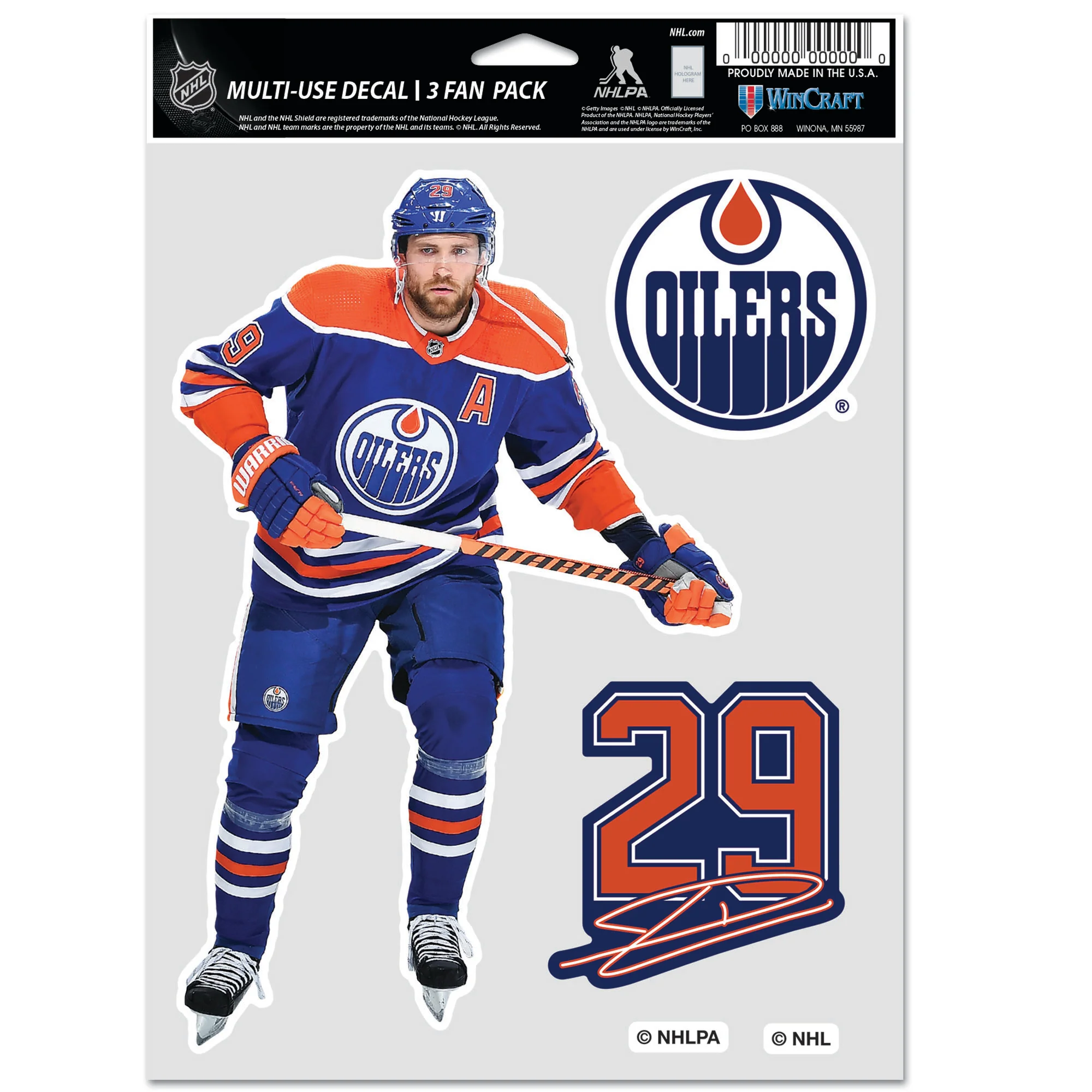 Leon Draisaitl Edmonton Oilers 3 Pack Fan Decal Set