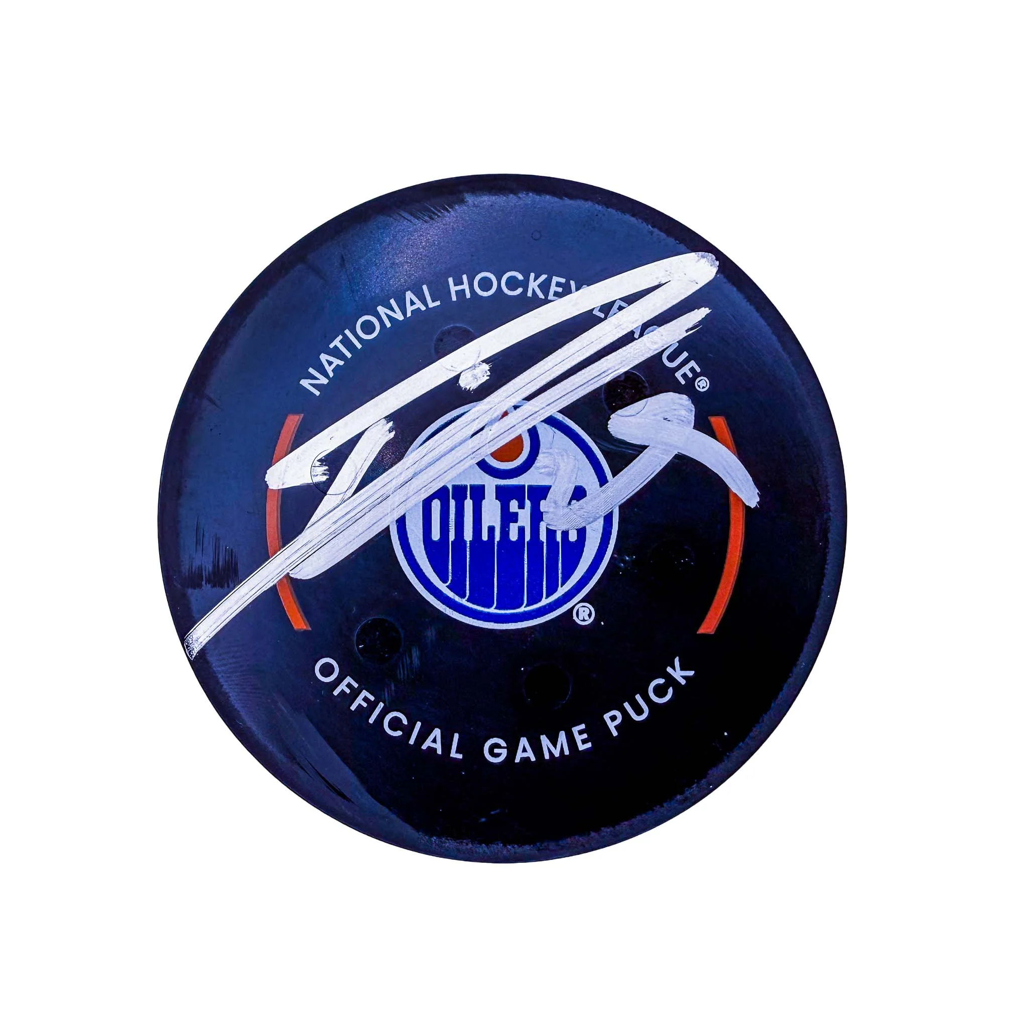 Leon Draisaitl Edmonton Oilers Autographed Goal Puck - Nov. 23/2024 vs New York Rangers #24922