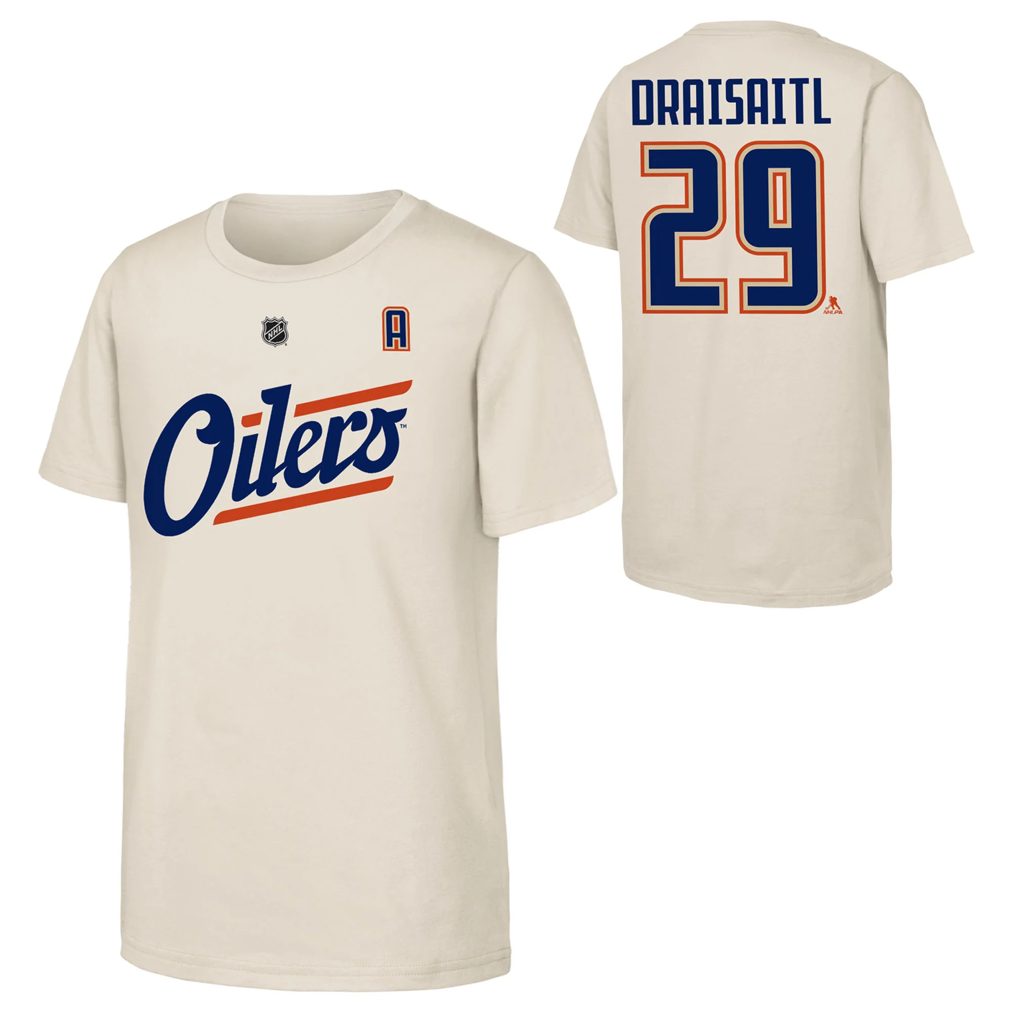 Leon Draisaitl Edmonton Oilers Youth Outerstuff Cream Alternate Logo Player Name & Number T-Shirt - Image 3