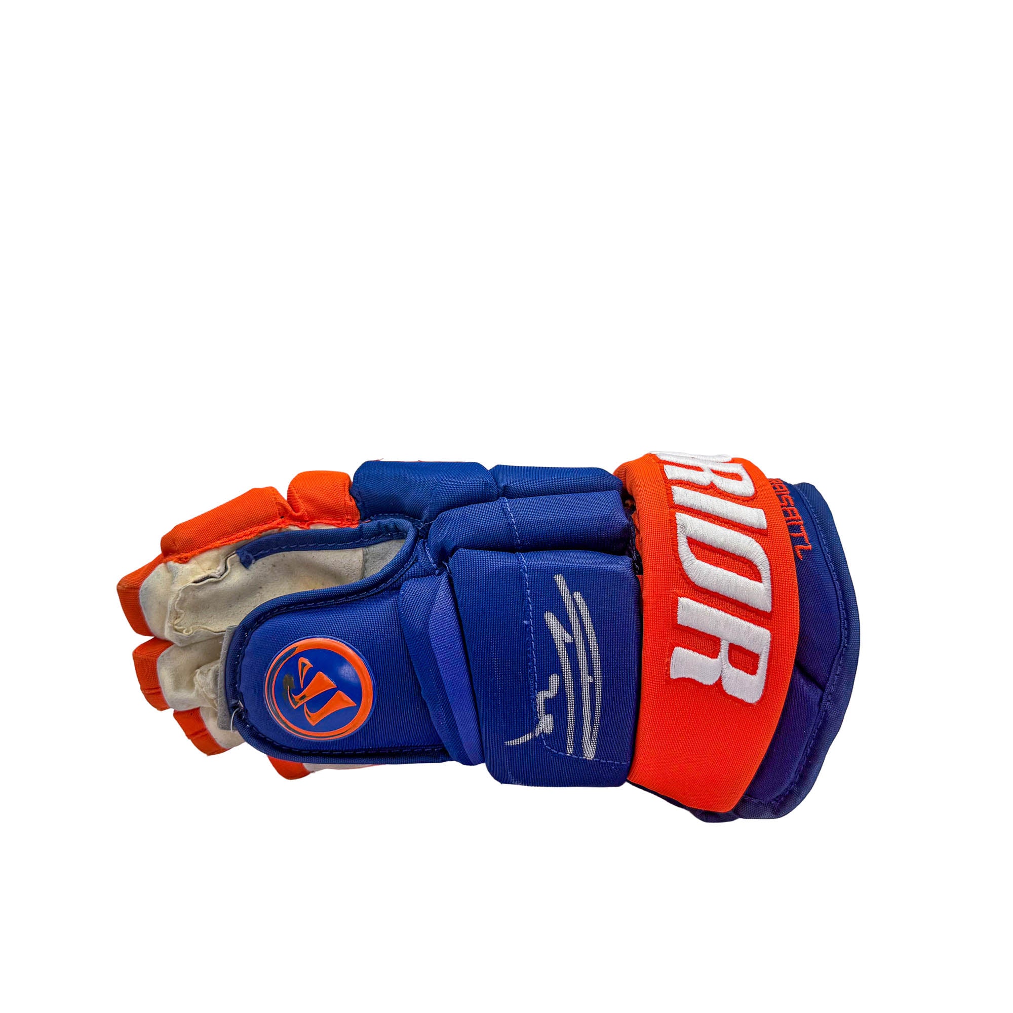 Leon Draisaitl Oilers Signed Game Worn Preseason 2024-25 Warrior Royal Hockey Gloves #23619 - Image 3