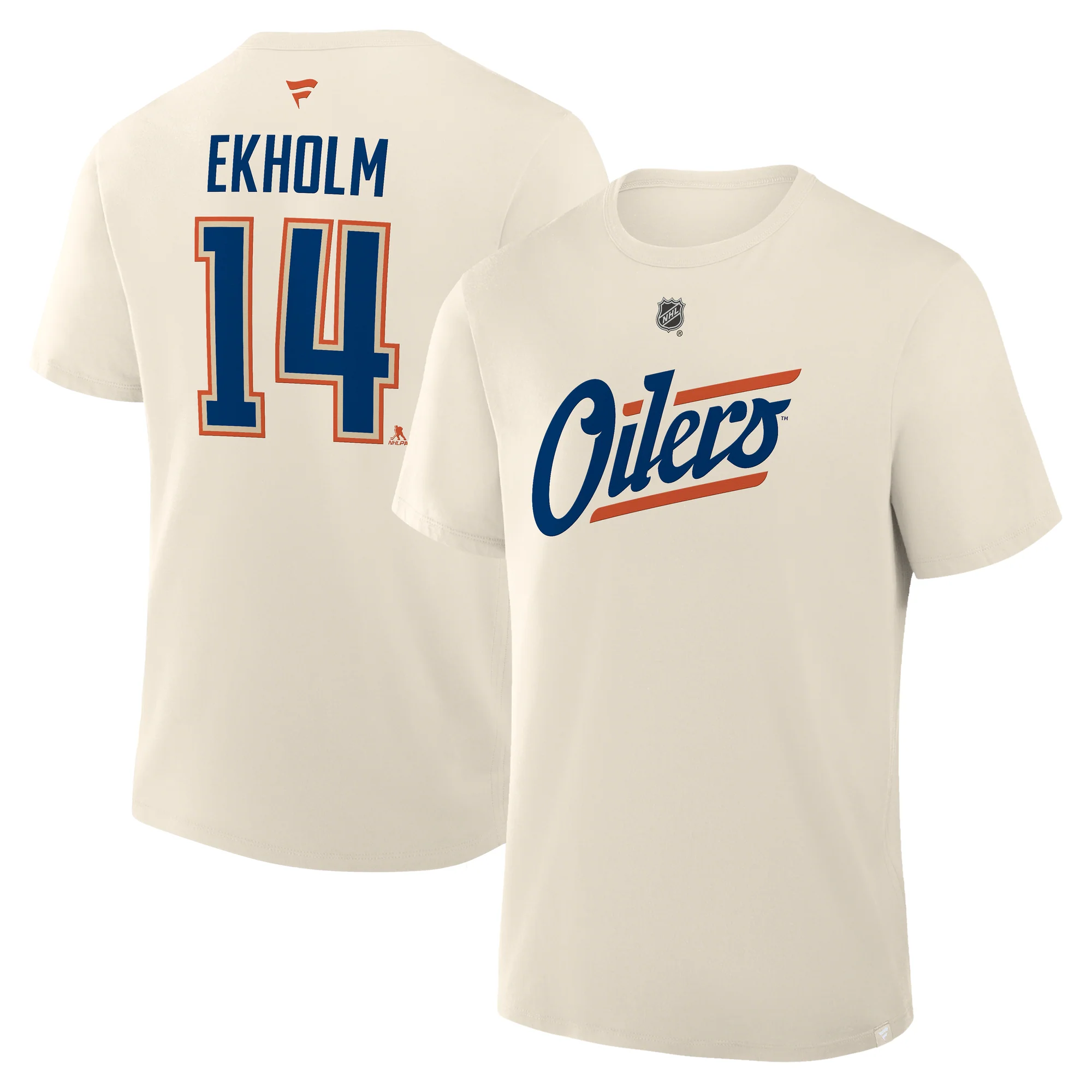 Mattias Ekholm Edmonton Oilers Fanatics Alternate Logo Player Name & Number Cream T-Shirt - Image 3