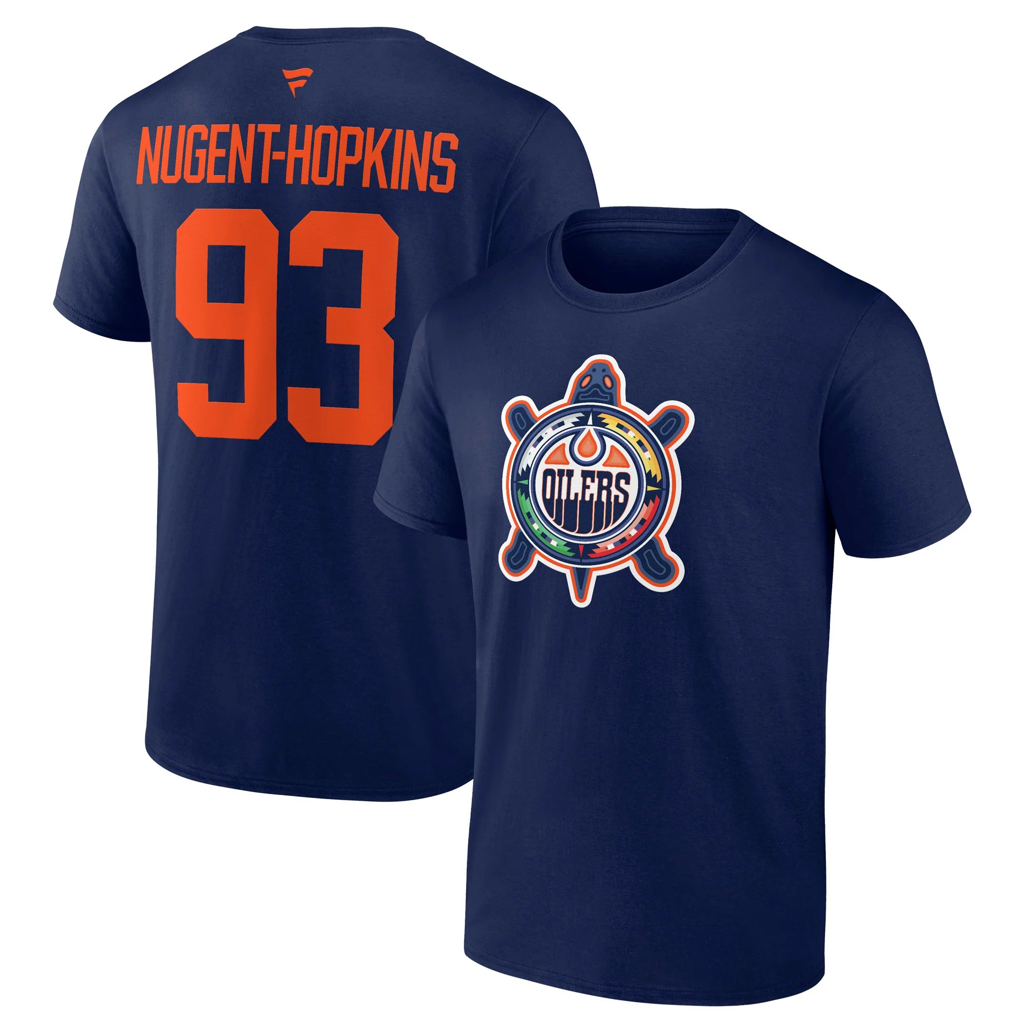 Ryan Nugent-Hopkins Edmonton Oilers Fanatics Turtle Island Logo Navy T-Shirt