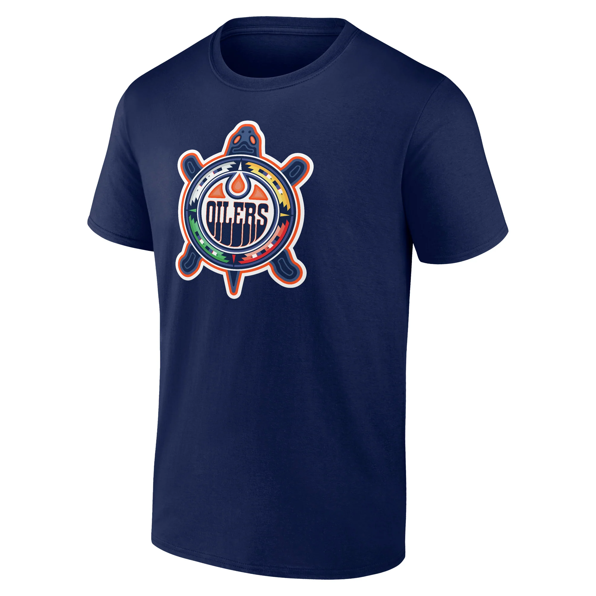 Ryan Nugent-Hopkins Edmonton Oilers Fanatics Turtle Island Logo Navy T-Shirt - Image 3