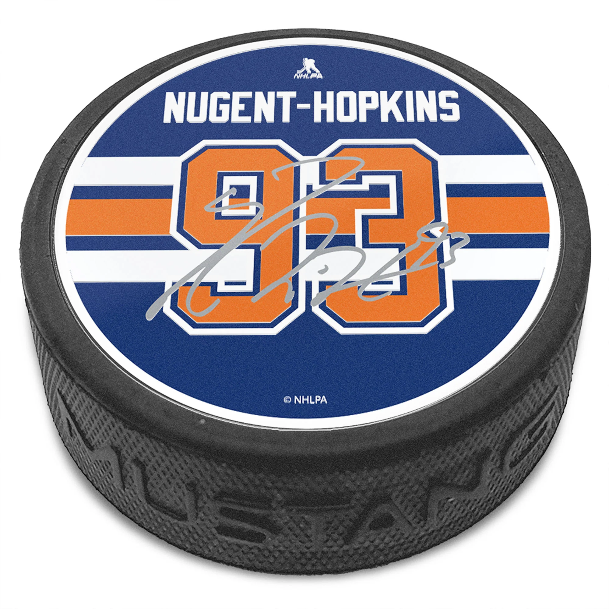 Ryan Nugent-Hopkins Edmonton Oilers Mustang Royal Textured Collector's Puck