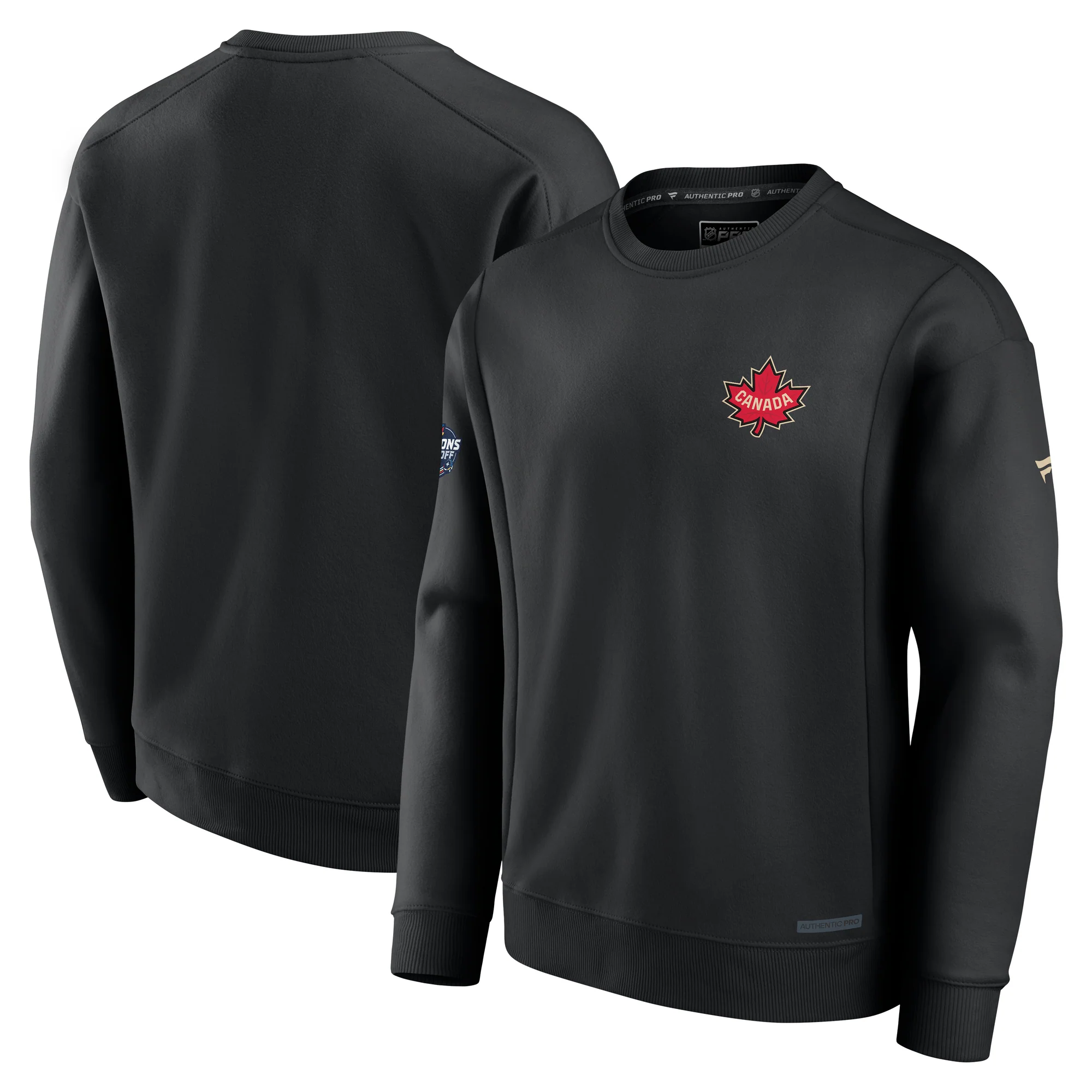 Team Canada 2025 4 Nations Face-Off Fanatics Black Fleece Sweatshirt - Image 3