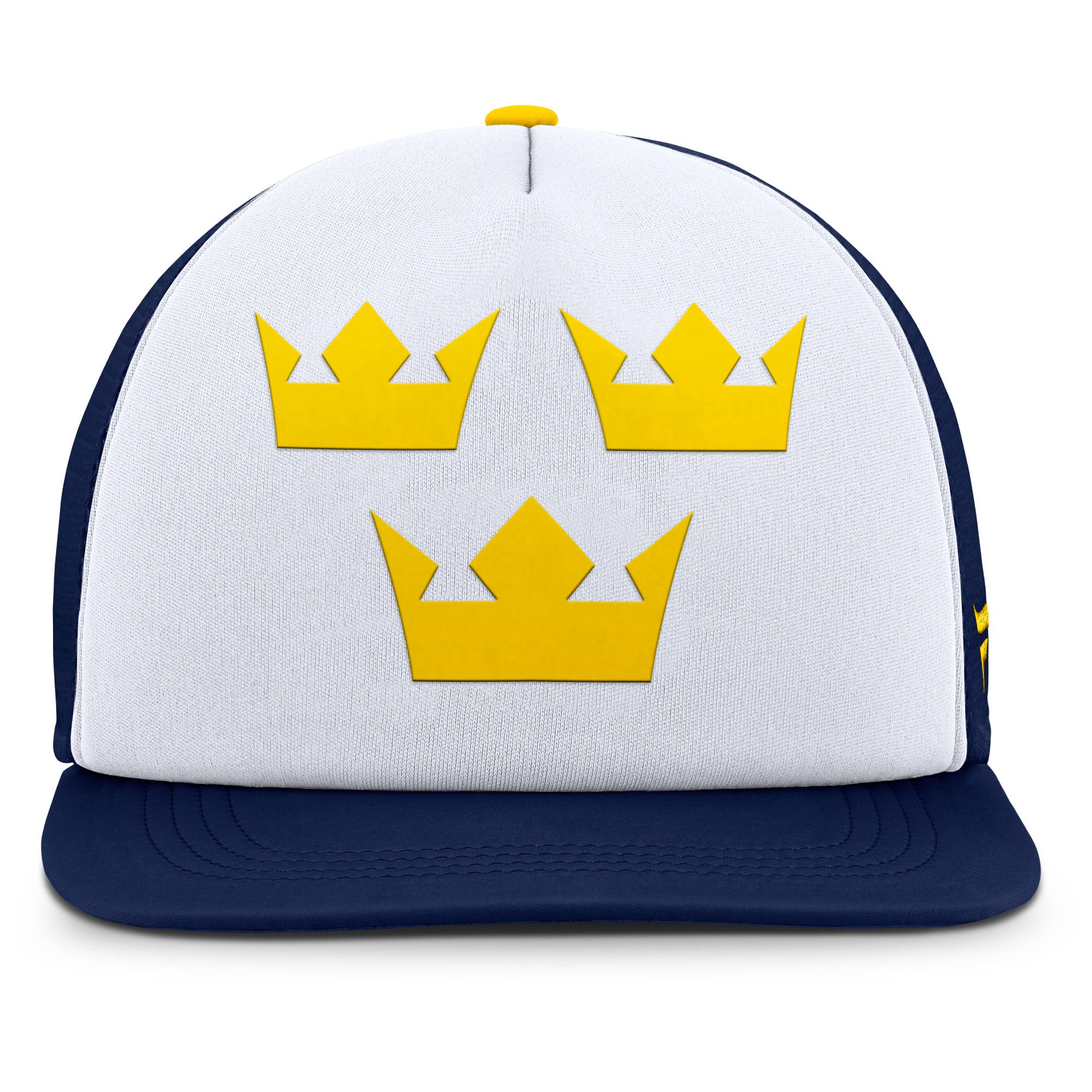 Team Sweden 2025 4 Nations Face-Off Fanatics Navy Foam Trucker Hat - Image 4