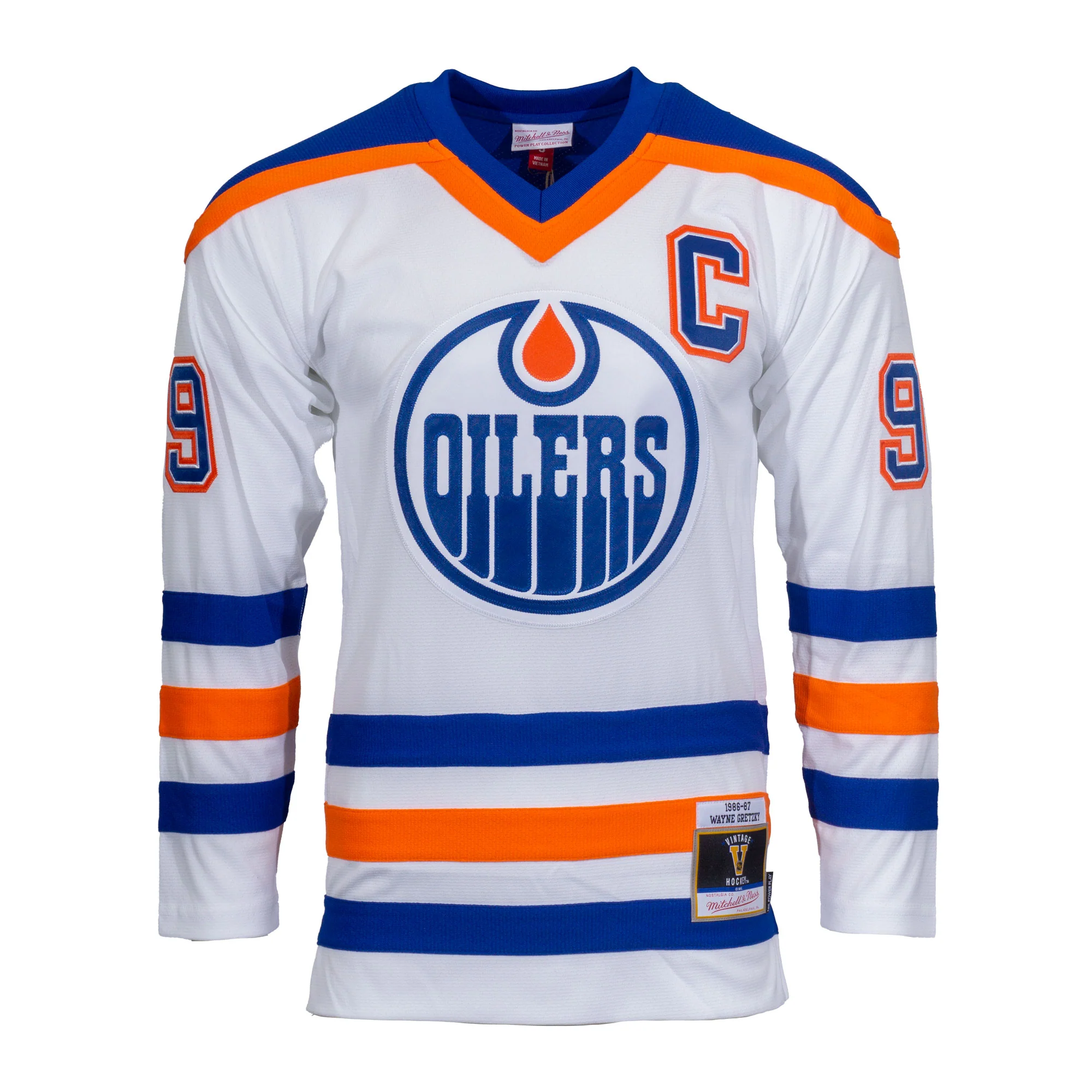 Wayne Gretzky Edmonton Oilers Mitchell & Ness 1986-87 Blue Line Retro White Jersey - Image 2
